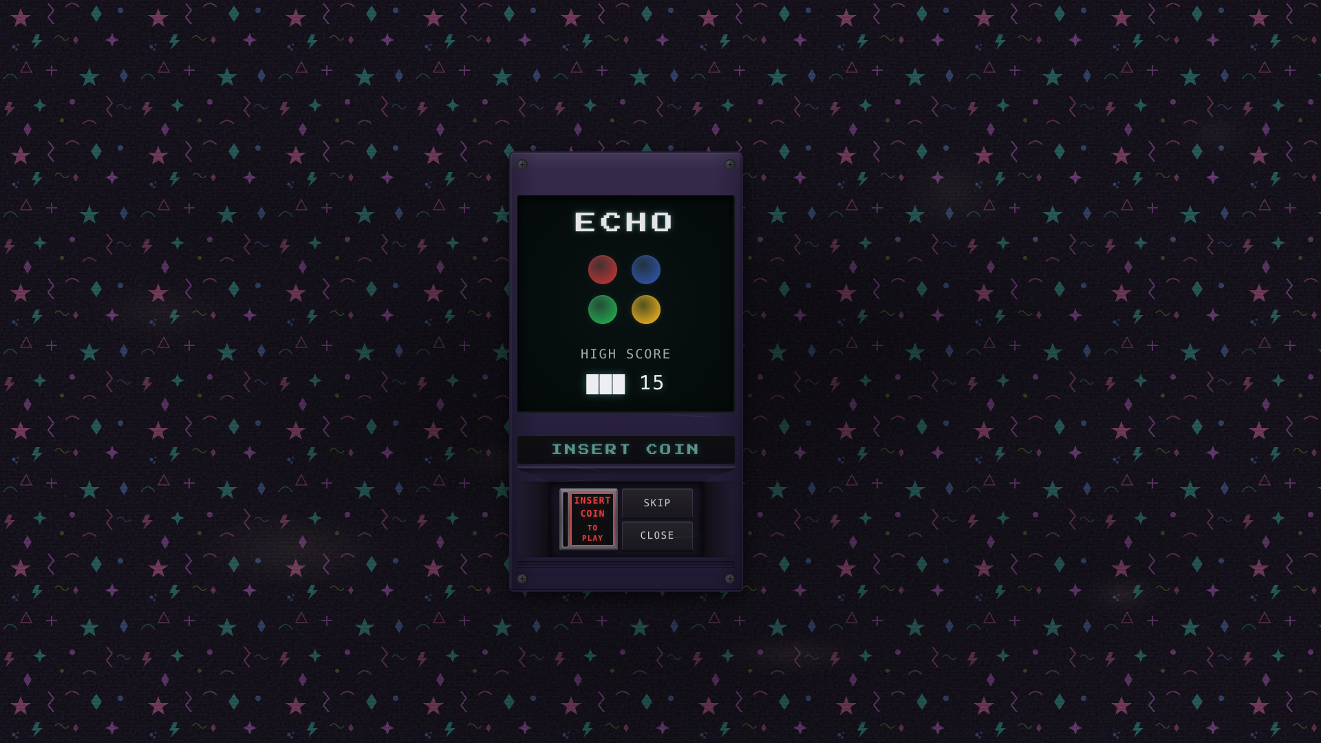 The ECHO mini-game interface with colored orbs.