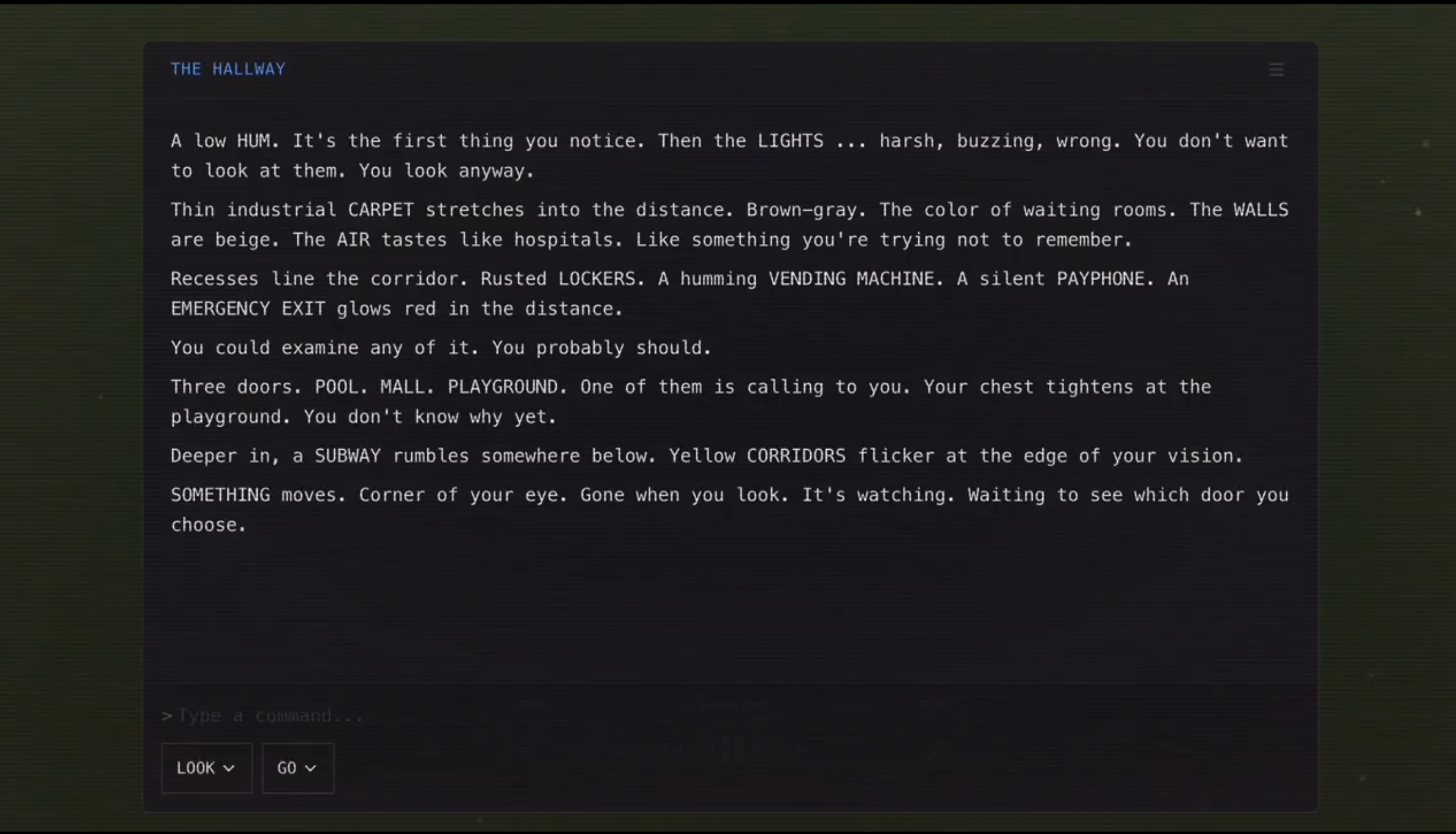 The old terminal design, shown with placeholder text